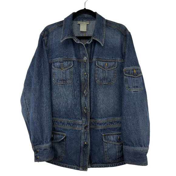 JONES NEW YORK JEANS 5 Pockets Button Up Adjustable Waist Blue Denim Jacket XL - Picture 1 of 5